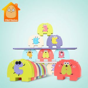 Baby Toys Montessori Balance Blocks Kids Letter Number Stacking Desktop Game Plastic Animals Balancing Toys For Babies 24 Months LJ201124