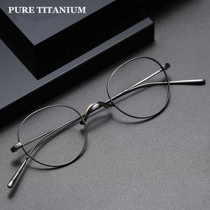 Sunglasses Fashion Sunglasses Frames America Brand Design Pure Titanium Retro Round Eyeglasses Women Ultra-light Prescription Glasses Frame Men Myopia M28P