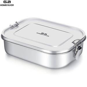 G.A Homefor Lunch Box dla dzieci Pojemnik na żywność Bento 304 Top Grade Stainless Steel Metal Snack Storage 220217