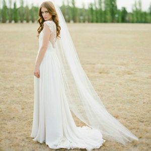 Bridal Veils 2M White Cathedral Wedding Bridal Veils 2Meters One Layer Long Ivory Accessories