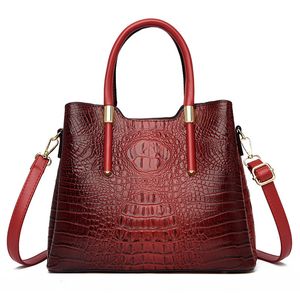 Moda Womens Totes Bags Padrão De Crocodilo Bolsa Tendência Cor Sólida Pu Grande Capacidade Bolsa De Ombro HBP