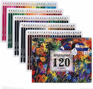Brutfuner 48 72 120 160 Colors Professional Oil Color Pencils Set Artist Painting Sketching Pencil for School Draw Art Supplies 201102