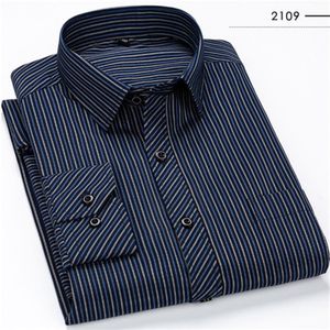 Men Business Casual Long Sleeved Shirt Classic Striped Male Social Dress Shirts Slim Fit Large Size 2XL 3XL 4XL Purple C1222