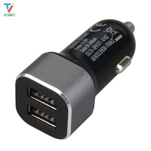 100pcs/lot little Square metal high quality 5V 3.4A 2.4A+1A Metal Dual USB Car Charger For iPhone X 8 XS Samsung Fast Charging