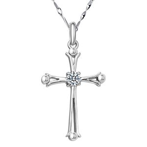 Christliche Halsketten 925 Silber Jesus Kreuz Anhänger Halsketten Damenmode DIY edlen Schmuck Geschenke Q0531