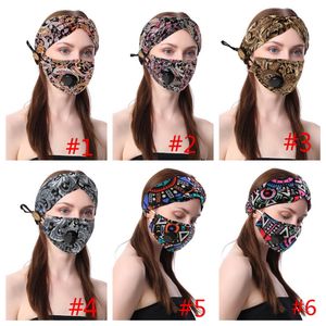 Vintage Cross Tryckt Mask Kvinnor Mode Hårband Magiska halsdukar Stretch Sport Fitness Headband Button Hair Headwears2020 2pcs