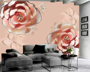 3D обои живущая комната тиснение розовые цветы 3d обои романтические цветы декоративные шелковые 3d рояльные обои