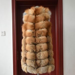 2020 inverno rosso pelliccia di volpe gilet femminile reale lungo donne rosso pelliccia di volpe gilet naturale pelliccia di volpe gilet lungo spedizione gratuita LJ201203