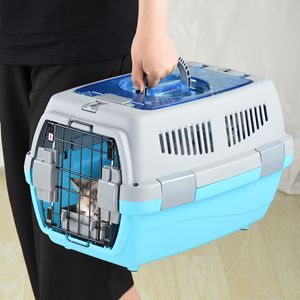 Pet Transportväska Andningsbar hund Cat Carrier Bag Case Big Space Bil Bärbar Bärande Travel Puppy Cage Box Pet Products Y1127