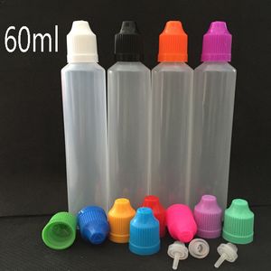 Bottiglie contagocce in plastica liquida per succo di bottiglia di olio con ago vuoto in PE da 60 ml LDPE con tappo a prova di bambino