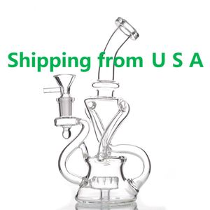 USA STOCK Hookahs Glass Bong Water Pipes Smoking Bongs Recycler Dab Rig with 14mm Bowl Smoking Accessories