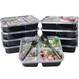 Wholesale takeaway food container for sale - Group buy 10pcs Disposable Lunch Box Prep Meal Plastic Food Container With Lid Picnic Takeaway Box Compartment Food Storage Box Y0120