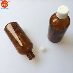 Wholesale 100ml Amber Glass Bottles with Leakage-proof Stopper Lid Liquid Jars Essential Oil 12pcs/lothigh qualtity