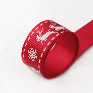 Merry Christmas Red Ribbon reindeer print Glitter Fabric Ribbons Wrap Gift Box Wrapping Festivel home Decorations free drop ship