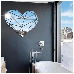 Adesivi a parete Modello cardiaco 3D Specchi decorativi acrilici decorazione decorazione soggiorno