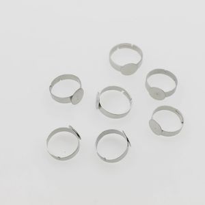Adjustable size Ring Round Base Blank Open Rings Band Rings Metal Material 200pcs/lot Dull silver Plated Fit Jewelry DIY for Party gift and children practicing