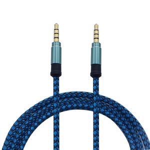 Toppkvalitet 1,5m 5ft 3m 10ft 3.5mm Universal Braid Aux-kabel Unbroken Metal Connector Car Audio Extension Cable för mobiltelefoner Tablet PC