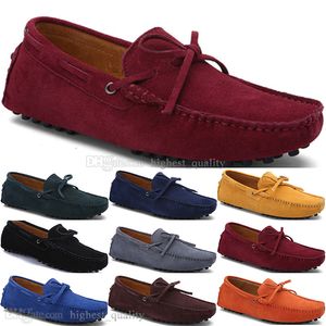 241 New Fashion Mens Casual Skor Läder Brittisk Stil Vårpar Äkta Ärter Scrub Men Drive Lazy Man Overshoes Utomhus Bekväm Andningsbar Svart Gul