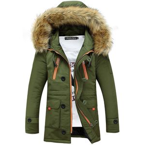 Espessamento Parkas Homens Casaco de Inverno Homens Casacos Masculinos Outerwear Fur Collar Casual Algodão Wadded Homens Com Capuz Casaco 201111