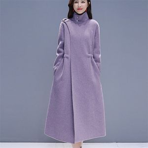 Novo outono inverno casaco de lã mulheres moda longo sobretudo feminino cashmere casaco solto quente outerwear 201102