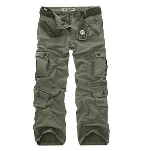 Dropshipping Cotton Cargo Pants Men Military Style Tactical Workout Straight Men Trousers Casual Camouflage Man Pants G0104