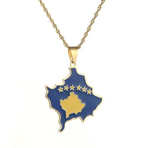 Kosovo Map Pendant Neckleaces for Women Kosoves Flag Jewelry