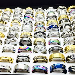 Wholesale Bulk Lot 50PCs Men's Women's Mix Styles Stainless Steel Ring Party Engagement Jewelry Bands Rings