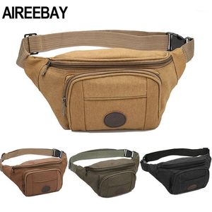 Bolsas de cintura AirEEEBAY 3 Bolsos com zíper Men Fanny Pack Fashion Saco durável para fêmea Feminino Belt Bum Bum Pouch1