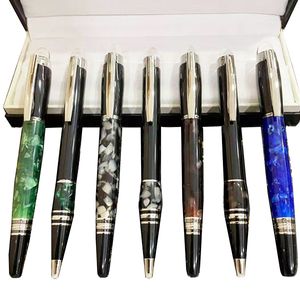 Шариковая ручка-роллер из черной и серебряной смолы с кристаллами, офисные ручки M B с серийным номером