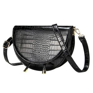 Designer-Umhängetasche mit Krokodilmuster für Damen, halbrunde Handtaschen aus PU-Leder, Damentaschen, Designer-Umhängetasche