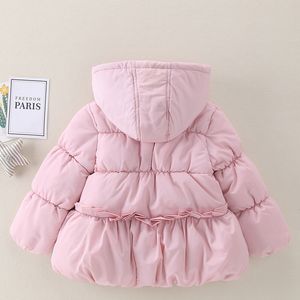 핫 아기 소녀의 겨울 코트 어린이 패딩 재킷 한국어 어린이 순수한 컬러 지퍼 후드 패딩 재킷 분리 가능한 모자 LJ201125