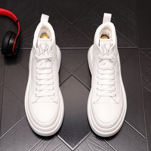 High Top Men Fashion Beteckna Casual Shoes Daily White Classic Wear Resitant Shoes Hip Hop Sneakers Round Toe Athletic Walking Loafers Y139