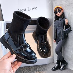 Mädchen Mode Schuhe 2021 Frühling Herbst Neue Britischen Stil Martin Stiefel Mädchen Einfarbig Fashion High-top Stiefel