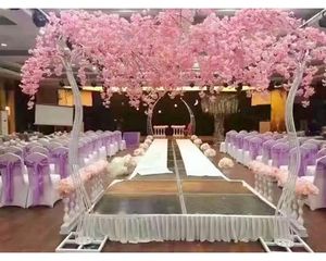 ロマンチックな結婚式の装飾白い桜の花の木の道を引いたアーチの花嫁と新郎の撮影小道具2個/ロット