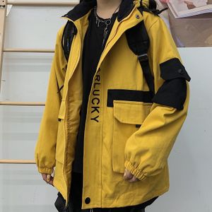 NEPLOE HARAJUKU VINTER KOREAN CARGO JACKET Kvinnor Män Vintage Causal Hooded Coat 2019 Brev Hit Color Safari Style Jackor 55759 T200111