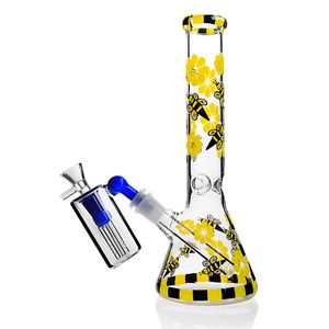 Bee Stampa tubi in vetro acqua Bong Bong Beaker Recycler Bong Acqua Spesso Recycler Oil Rigs Perc Percolatori Bong di trasporto