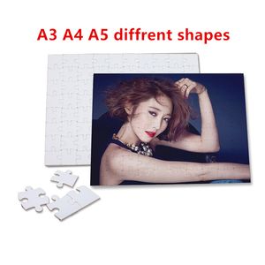 Wholesale! Sublimation Blank Heart Puzzles A3 A4 A5 Love Shape Puzzle Hot Transfer Printing Consumables Child Toys Gifts A12