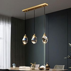 Luxur Copper Lamp Modern Restaurant Crystal Pendant Lights Nordic Decor Bedside Hanging Light Crystal Lighting Eymtures