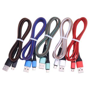 Cabos de carregamento Micro USB de 1M Tipo C Solonomizamento de dados de carregamento rápido para Samsung S9 Plus Xiaomi Android Smart Phone