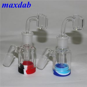 HOOFAH 14MM 18mm Reclaim Catchers Adapter Ashcatcher Glass Ash Catcher Percolator för Bong Water Pipes med 4mm Quartz Banger 7 ml Silikonbehållare