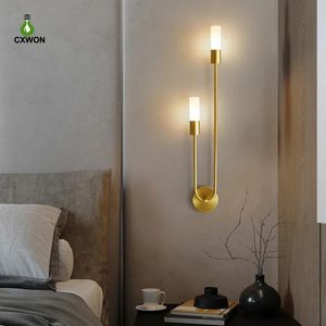 Modern Duvar Sconce Nordic Pirinç Led Kapalı Duvar Lambası Yatak Odası Başucu Okuma Koridor Koridoru Ev Kapalı Dekorasyon Aydınlatma