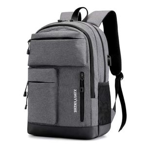 Backpack Teenage Boys High Men School Bags Oxford Gray Multiple Pockets USB Charging Back Pack Male 202211