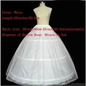 2021 En linje bollklänning 3 hoops vit brud petticoat med spets kant bröllop kjol glida crinoline q05