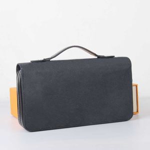 mens wallets single zipper mens wallet high quality black waterproof canvas Long Wallet card holder men handbag with orange box ca208e
