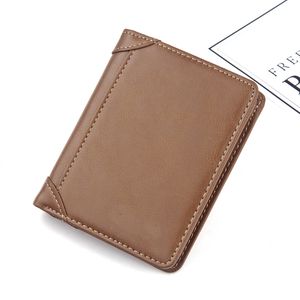 디자이너 - 새로운 남성용 짧은 지갑 유럽과 미국 레트로 가죽 지갑 다기능 남성 수직 카드 패키지 무료 배송