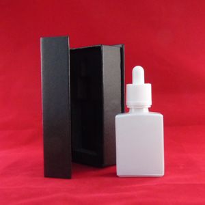 Custom 15 30 50 100ml Shinny/Matte White Square Essential Oil Glass Dropper Bottle Custom Black Outer Gift Cardboard Magnetic Square Box Print Logo Rail to Europe