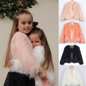 Autumn Kids Fur Jackets For Girls Parkas Waterfall Baby Girls Faux Fur Coat Princess Girl Fur Coat Children Outerwear 2-10Y 201216