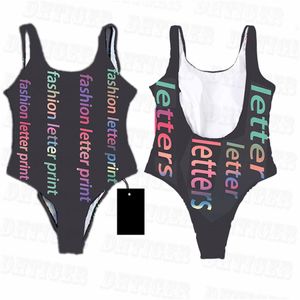 Kolorowa litera Swimwear One Piece Stylowe stroje kąpielowe Vintage Design Kostium kąpielowe Lady Summer Swimsuit