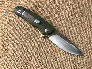 Särskilt erbjudande Kullager Fast Öppna Flipper Folding Blade Kniv D2 Drop Point Satin Finish Blade Grön G10 Hantera EDC Pocket Knives