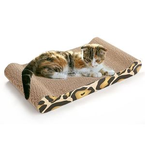 Soffa Design Cat Scratching Corrugated Board Toy Scratcher Bed Pad Reversible Scratching Lounger Leopard Print Durgle LJ201125